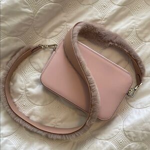 Kate Spade Pink Crossbody Bag with Fuzzy Replaceable Strap